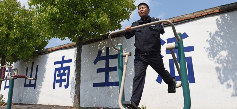        4月16日，鮑志斌在加強體能鍛煉。